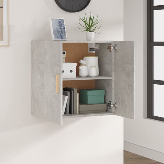 Kason Wooden Wall Storage Cabinet With 2 Doors In Concrete Effect_2