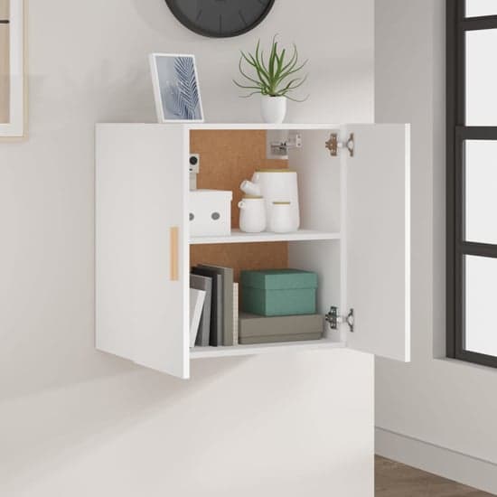 Kason Wooden Wall Storage Cabinet With 2 Doors In White_2