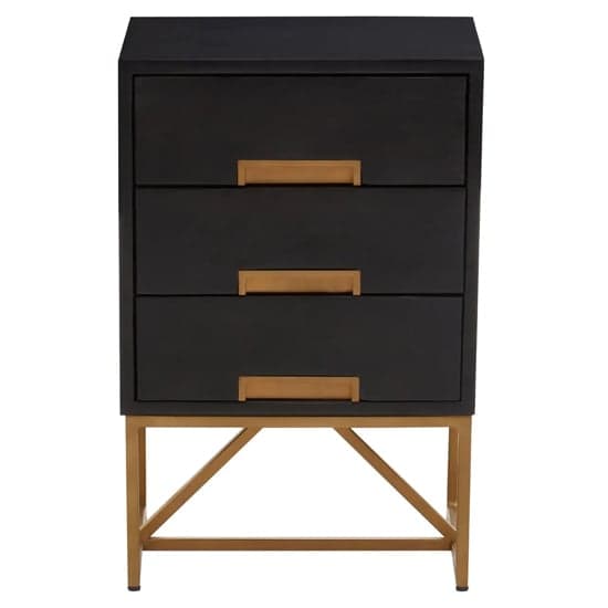 Kassel Mango Wood Side Table With 3 Drawers In Black_1
