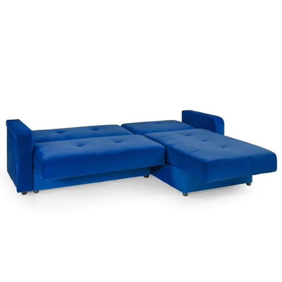 Kira Plush Velvet Sofa Bed Corner In Blue_4
