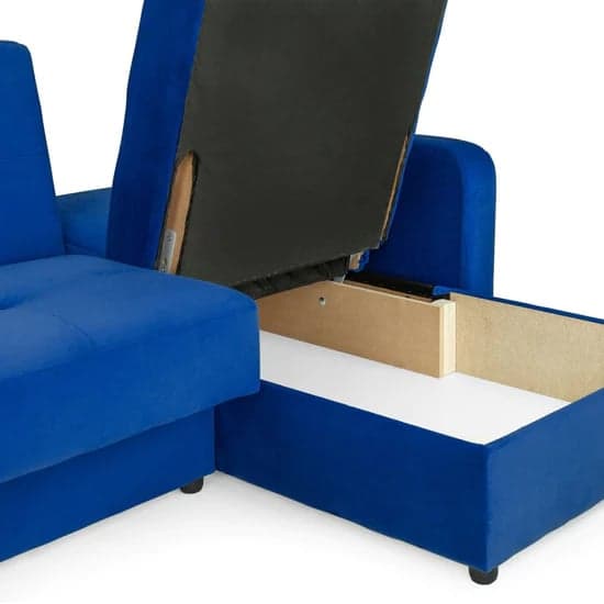 Kira Plush Velvet Sofa Bed Corner In Blue_5