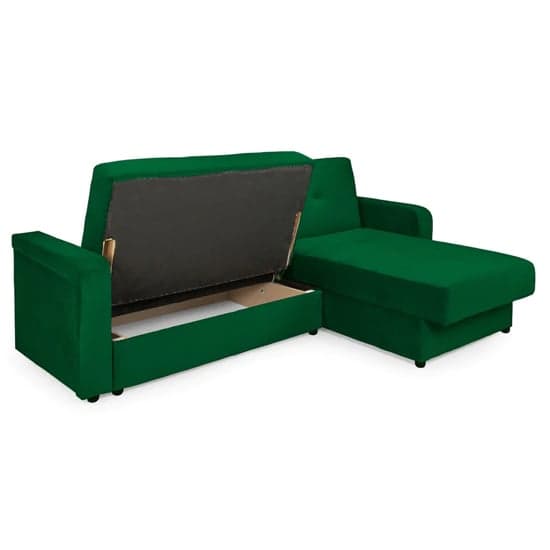 Kira Plush Velvet Sofa Bed Corner In Green_4