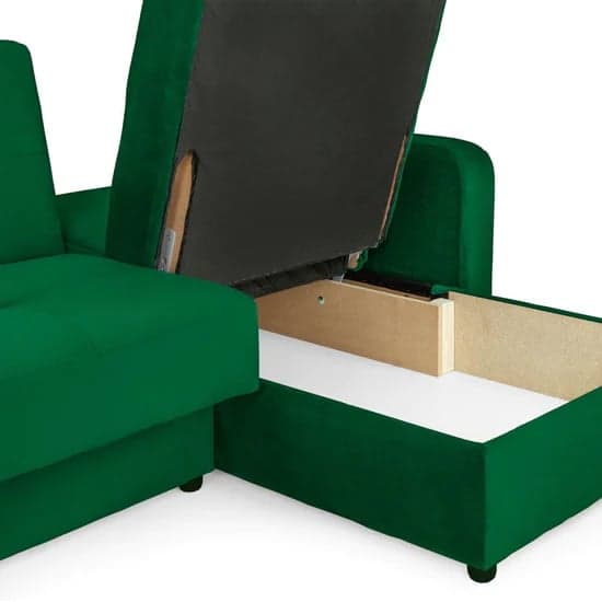 Kira Plush Velvet Sofa Bed Corner In Green_5