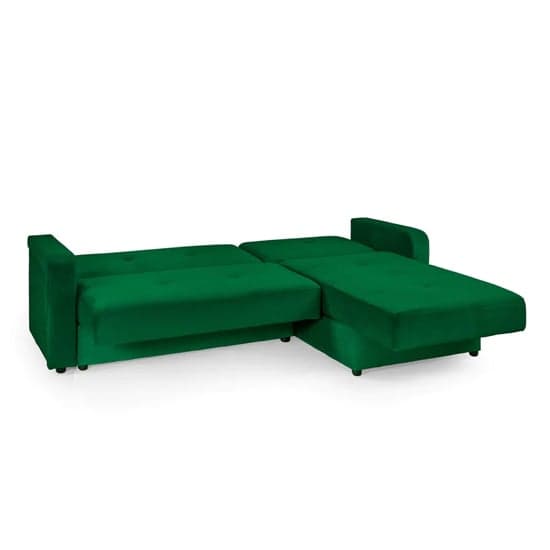 Kira Plush Velvet Sofa Bed Corner In Green_6