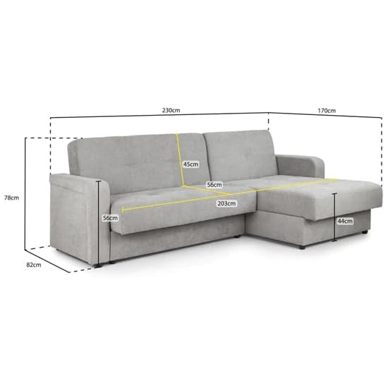 Kira Plush Velvet Sofa Bed Corner In Grey_3