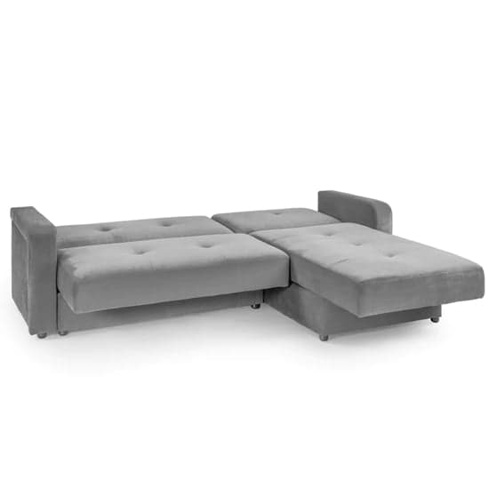 Kira Plush Velvet Sofa Bed Corner In Grey_4