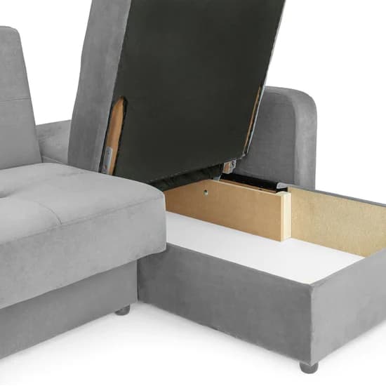 Kira Plush Velvet Sofa Bed Corner In Grey_5