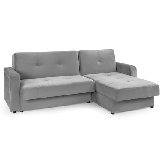 Kira Plush Velvet Sofa Bed Corner In Grey_1