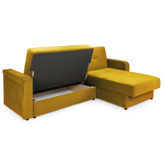 Kira Plush Velvet Sofa Bed Corner In Mustard_4
