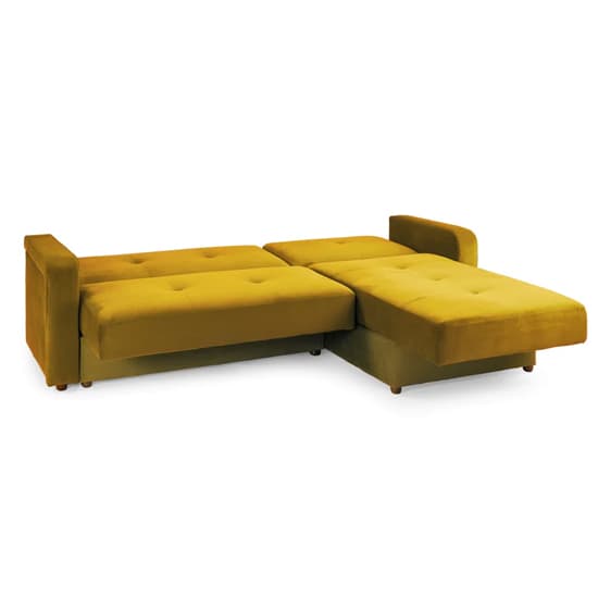 Kira Plush Velvet Sofa Bed Corner In Mustard_6