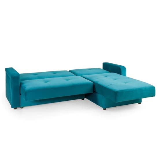 Kira Plush Velvet Sofa Bed Corner In Teal_4
