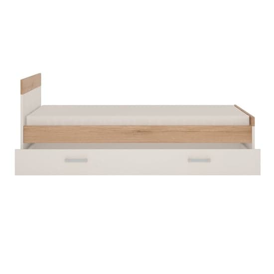 Kast Wooden Single Bed With Drawer In White High Gloss And Oak_2