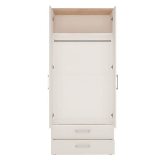 Kast Wooden Wardrobe In White High Gloss And Oak_2