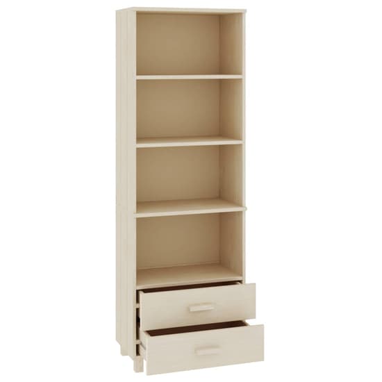 Kathy Solid Pinewood Bookcase With 2 Drawers In Honey Brown_4