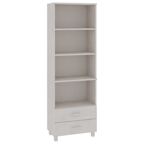 Kathy Solid Pinewood Bookcase With 2 Drawers In White_3