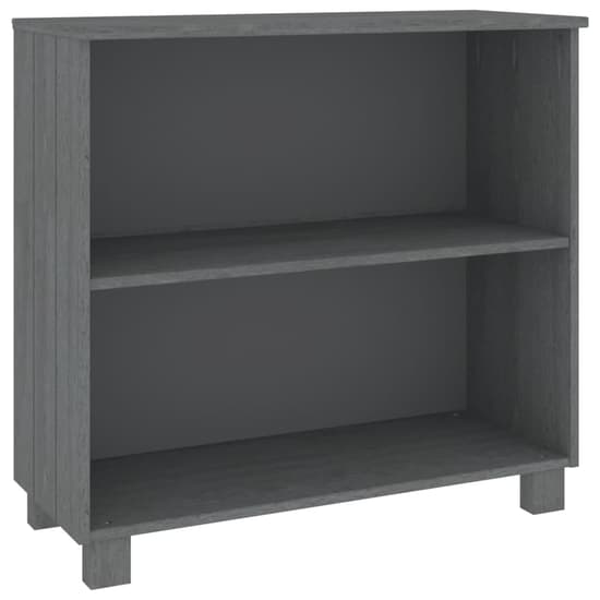 Kathy Solid Pinewood Bookcase With 2 Shelves In Dark Grey_2