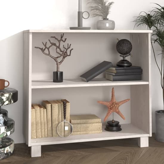 Kathy Solid Pinewood Bookcase With 2 Shelves In White_1