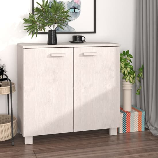Kathy Solid Pinewood Sideboard With 2 Doors In White_1