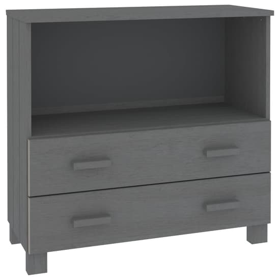 Kathy Solid Pinewood Sideboard With 2 Drawers In Dark Grey_3