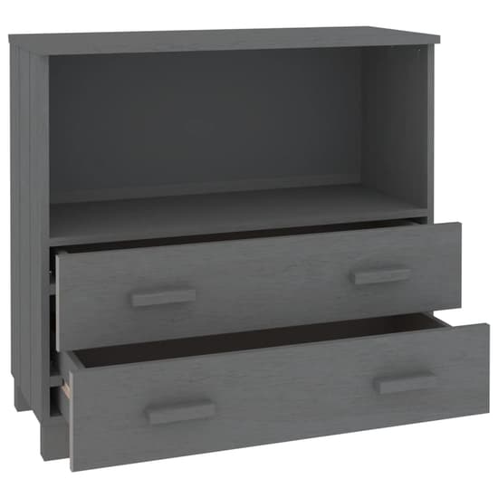 Kathy Solid Pinewood Sideboard With 2 Drawers In Dark Grey_4