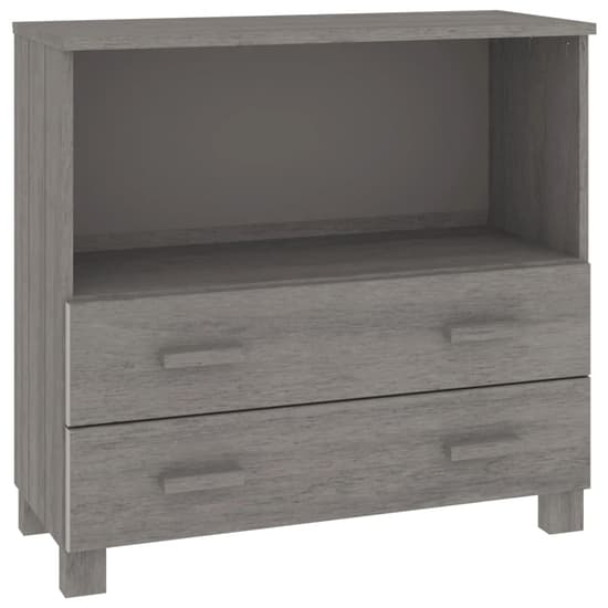 Kathy Solid Pinewood Sideboard With 2 Drawers In Light Grey_3
