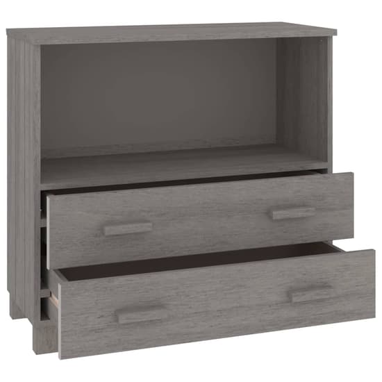 Kathy Solid Pinewood Sideboard With 2 Drawers In Light Grey_4