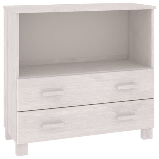 Kathy Solid Pinewood Sideboard With 2 Drawers In White_3