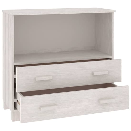 Kathy Solid Pinewood Sideboard With 2 Drawers In White_4