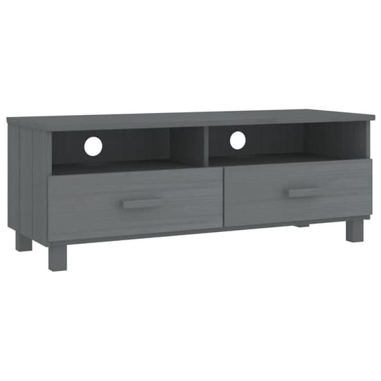 Kathy Solid Pinewood TV Stand With 2 Drawers In Dark Grey_3