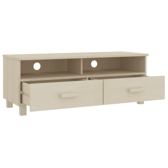 Kathy Solid Pinewood TV Stand With 2 Drawers In Honey Brown_4