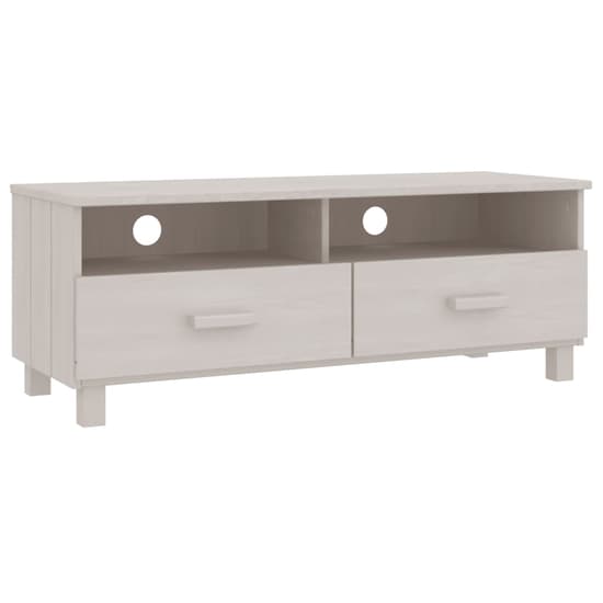 Kathy Solid Pinewood TV Stand With 2 Drawers In White_3
