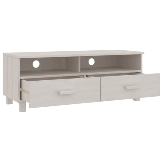 Kathy Solid Pinewood TV Stand With 2 Drawers In White_4