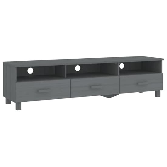 Kathy Solid Pinewood TV Stand With 3 Drawers In Dark Grey_3