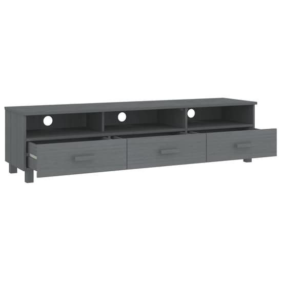 Kathy Solid Pinewood TV Stand With 3 Drawers In Dark Grey_4
