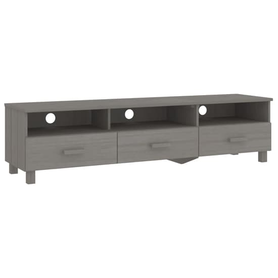 Kathy Solid Pinewood TV Stand With 3 Drawers In Light Grey_3