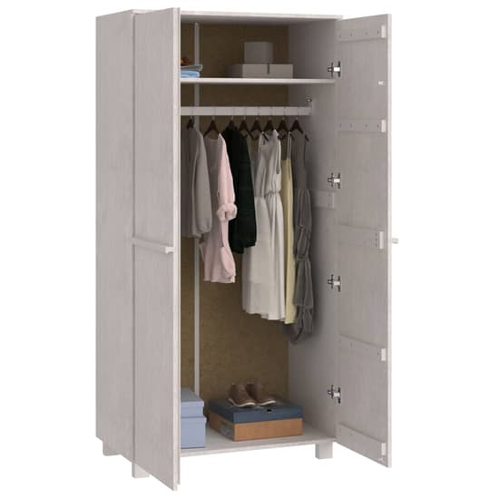 Kathy Solid Pinewood Wardrobe With 2 Doors In White_4