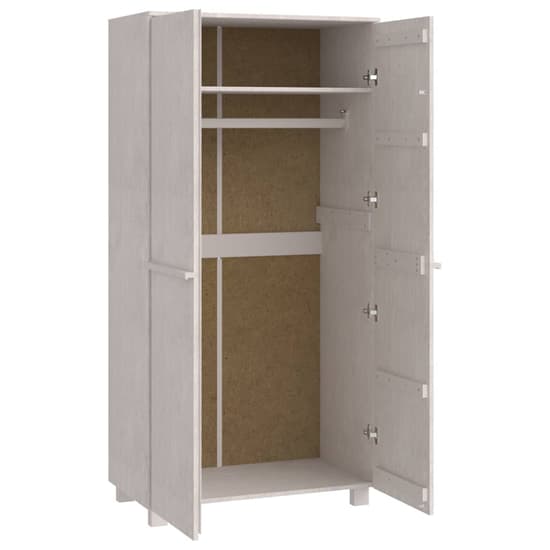 Kathy Solid Pinewood Wardrobe With 2 Doors In White_5