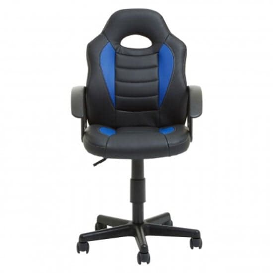 Katy Faux Leather Gaming Chair In Black And Blue_2