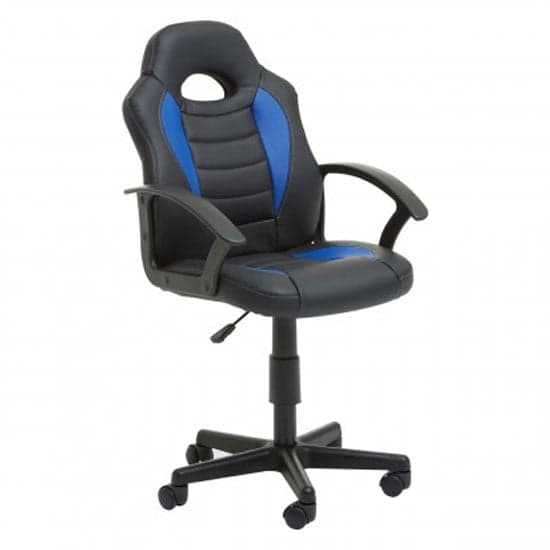 Katy Faux Leather Gaming Chair In Black And Blue_1