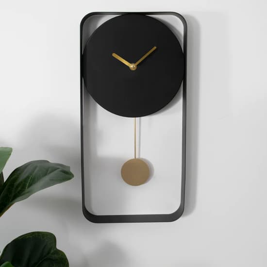 Kaunas Rectangular Metal Wall Clock In Matte Black Furniture in Fashion