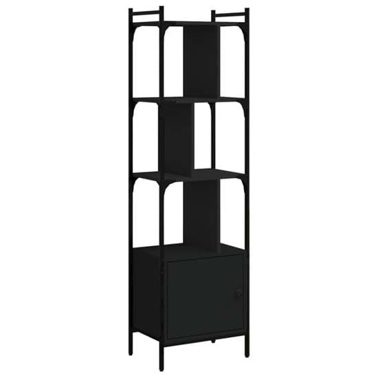 Kavala Wooden Bookcase With 3 Shelves 1 Door In Black_2