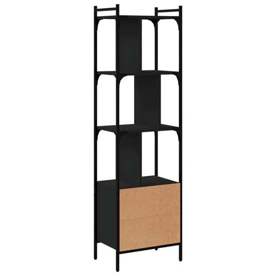 Kavala Wooden Bookcase With 3 Shelves 1 Door In Black_5