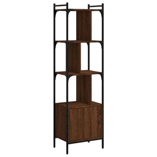 Kavala Wooden Bookcase With 3 Shelves 1 Door In Brown Oak_2