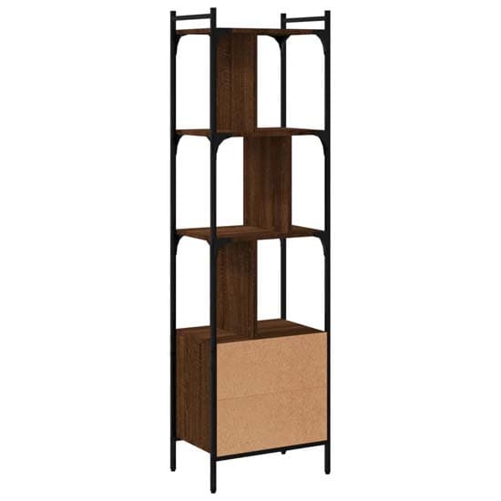 Kavala Wooden Bookcase With 3 Shelves 1 Door In Brown Oak_5