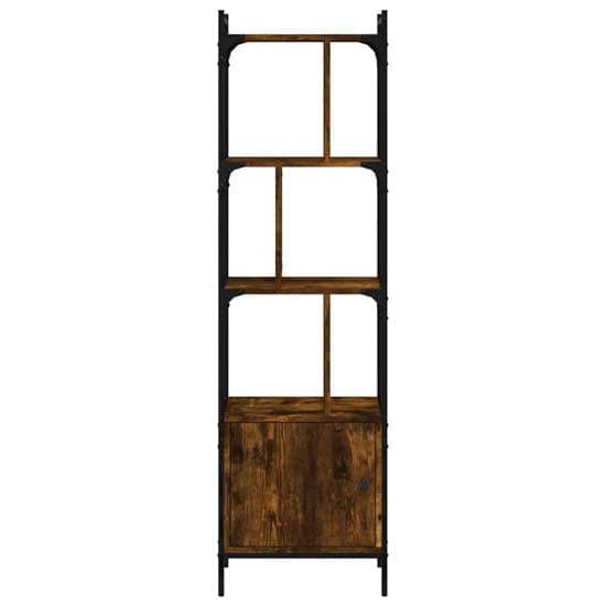 Kavala Wooden Bookcase With 3 Shelves 1 Door In Smoked Oak_3