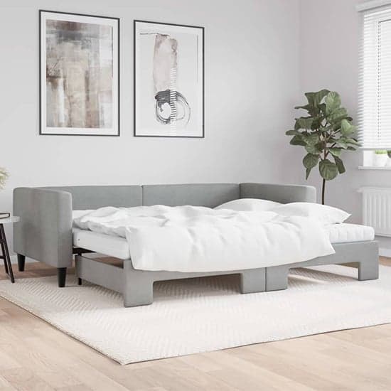 Kavala Fabric Daybed With Guest Bed And Mattress In Light Grey_1