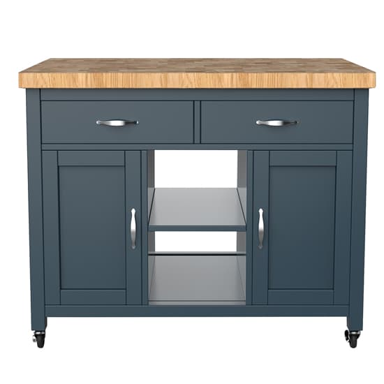 Kavala Wooden Kitchen Island With Butchers Block In Blue_2