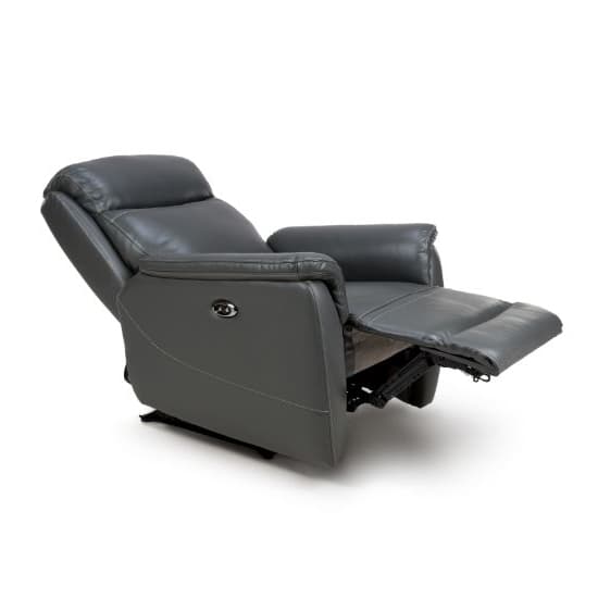 Kavon Leather Electric Power Recliner 1 Seater Sofa In Grey_3