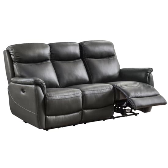 Kavon Leather Electric Power Recliner 3 Seater Sofa In Grey_1
