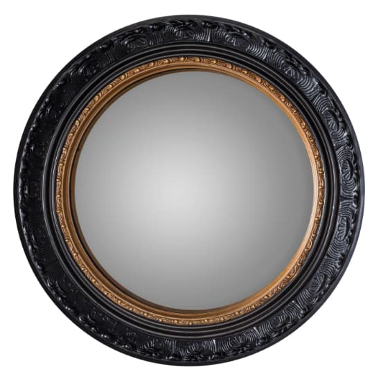 Kayla Round Wall Mirror With Inner Gold Band In Black Frame_2